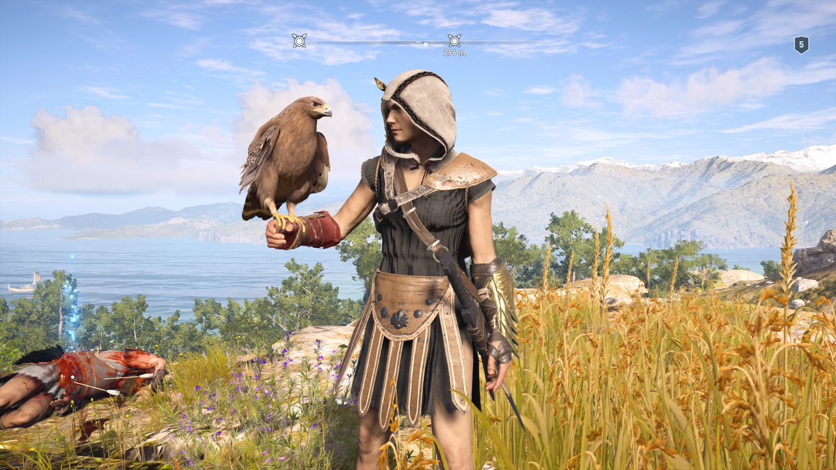 SizzitesGaming's tweet photo. Kassandra, her best buddy, and some dumbass ex-bounty hunter... #SeeYouInHades #ACodyssey #Sizzites #PS4share https://t.co/GNaPGq7E4N
