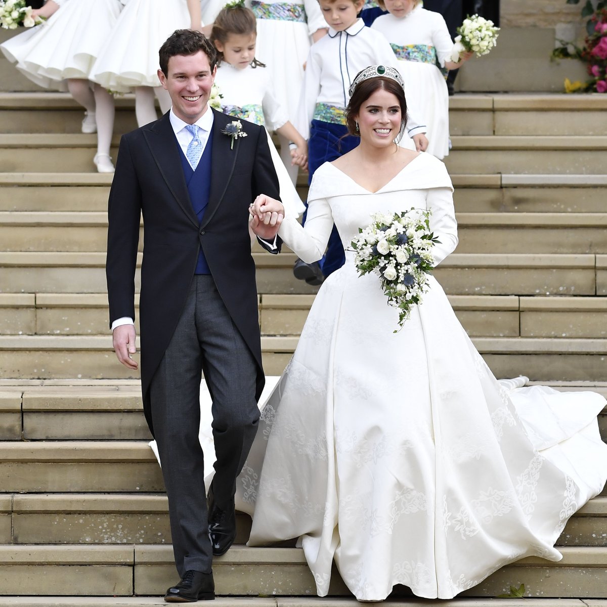 FashionWeek's tweet photo. To the bride! From #MeghanMarkle in #Givenchy to #PriyankaChopra in #RalphLauren, see what a few of the brides who said  'I do' wore in 2018. 👰 https://t.co/GZBREz940P