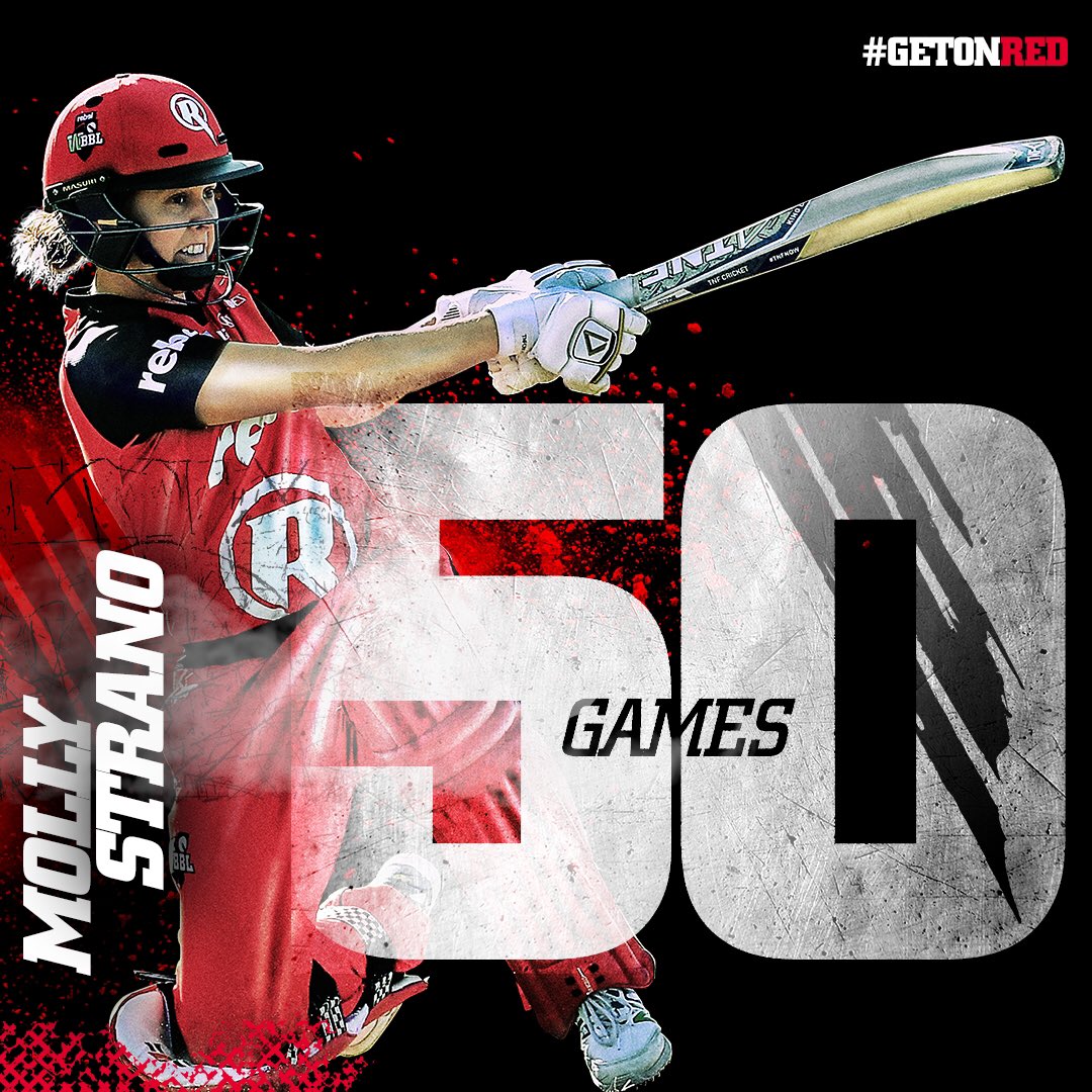 Today is our 50th match as a <a href="/WBBL/">Weber Women's Big Bash League</a> club - a worthy milestone in itself. What is even more incredible is that <a href="/MollyStrano/">Molly Strano</a> has played EVERY single one of those games, and today becomes the first Renegades player - male or female - to play 50 games for our club 🙌🏼

#GETONRED