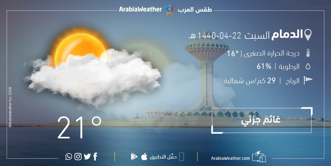 طقس المملكة العربية السعودية على تويتر الطقس في الدمام يوم السبت 12 29 2018 يمكن الاطلاع على تفاصيل الطقس عبر تطبيق طقس العرب Https T Co Sx1udum6vz