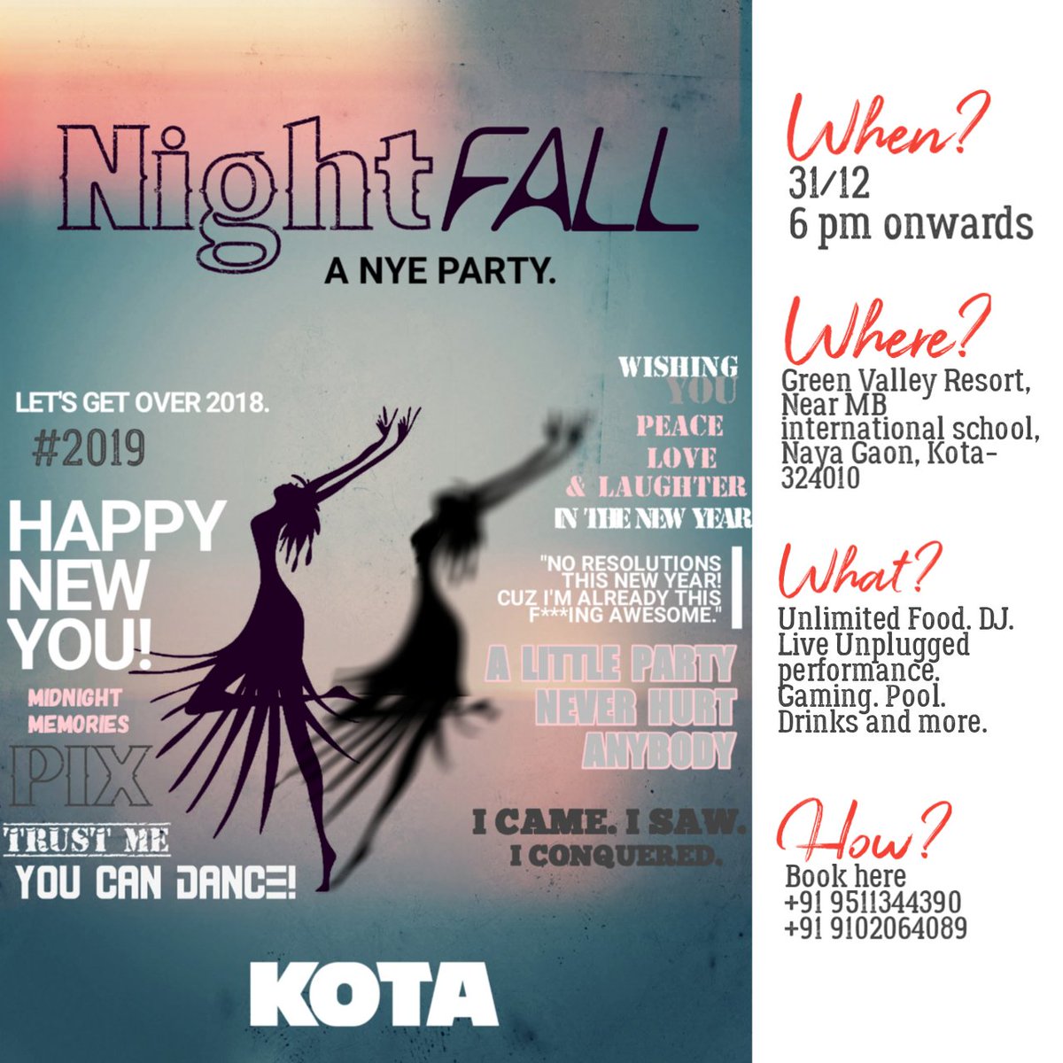 Only for those who wants to give this year a perfect start!!
#nightfall #nye_kota #awesome2019 #byebye2018