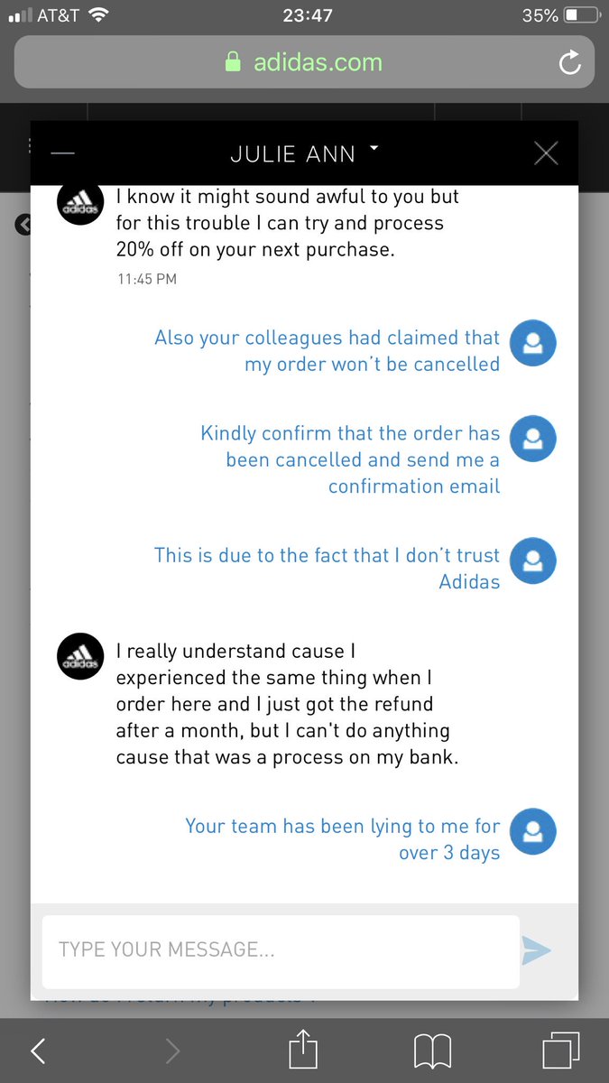 adidas canceled my order
