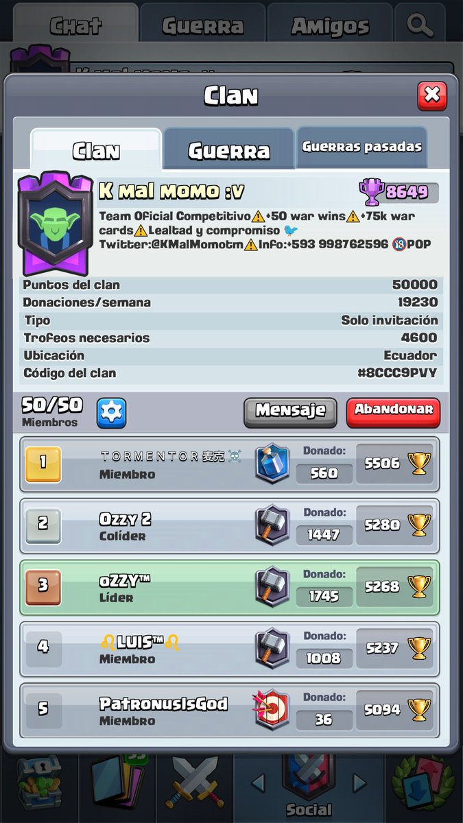Conseguimos los 50000  de clan por primera vez