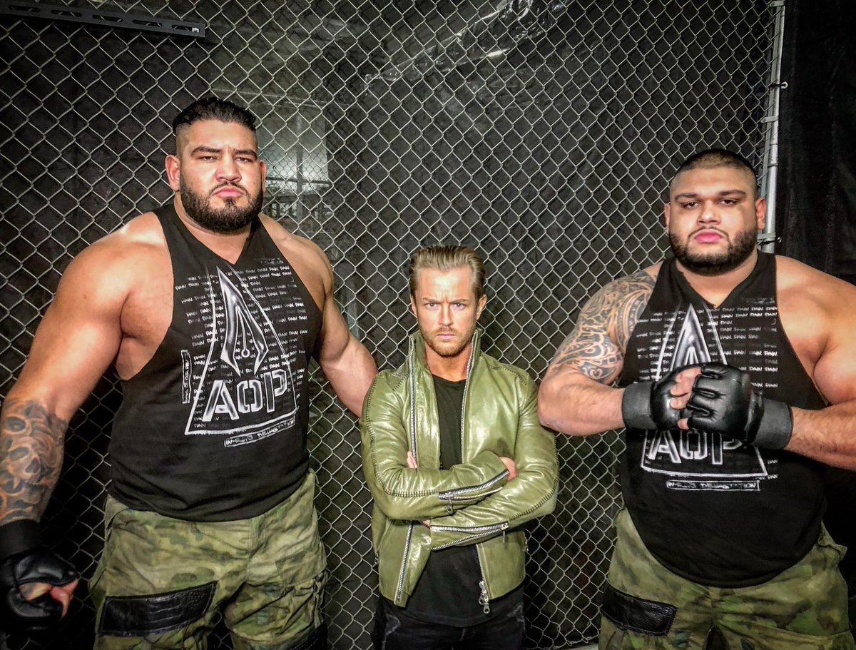 WWE's tweet image. Looking determined. #WWEColumbus #AOP
