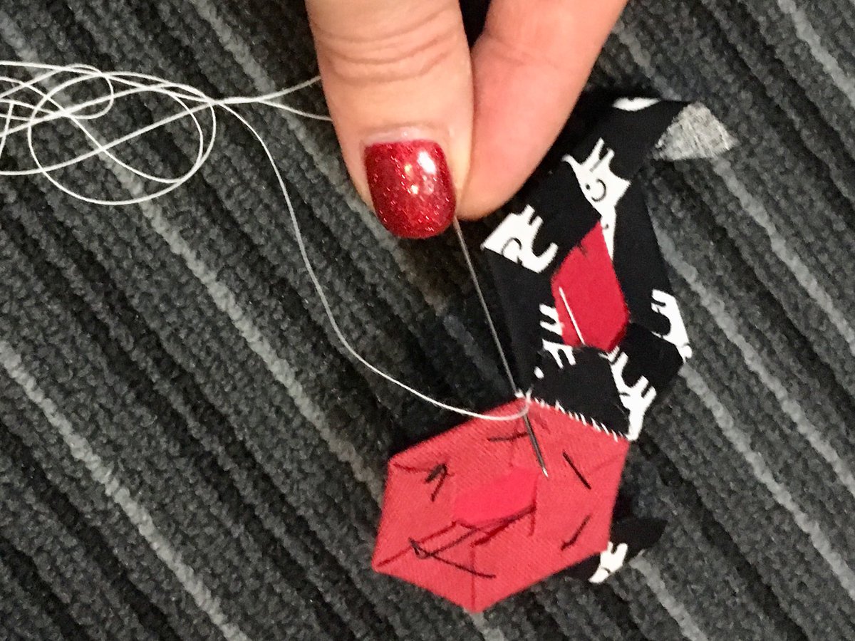 sophiesulehria's tweet image. We’re #patchworking on @BBC3CR

Step 1: Cut out hexagon out of card

Step 2: Cover and stitch shapes with material

Step 3: Stitch together by the sides

Step 4: Join all together to build large patchwork design! 

So clever 👏🏼👏🏼👏🏼