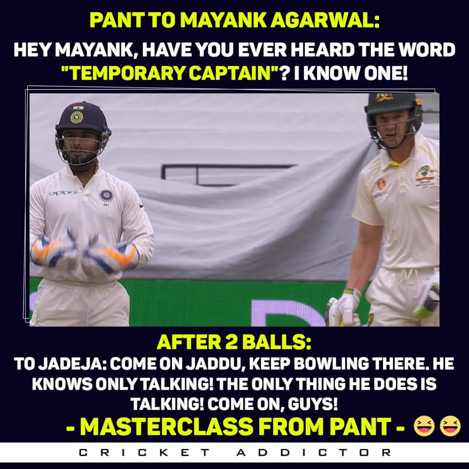 Selvask213's tweet image. #MasterClass @RishabPant777  #TemporaryCaptain @tdpaine36 @mayankcricket @imjadeja @BCCI #AUSvIND