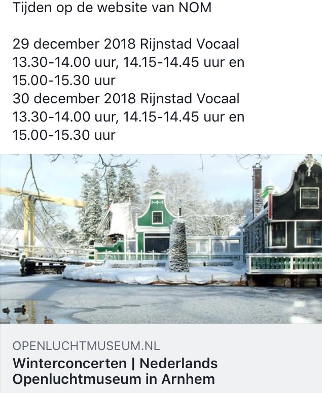 Vandaag en morgen is RijnstadVocaaltheater  te zien en te horen in het <a href="/Openluchtmuseum/">Openluchtmuseum</a> Winterse sferen!