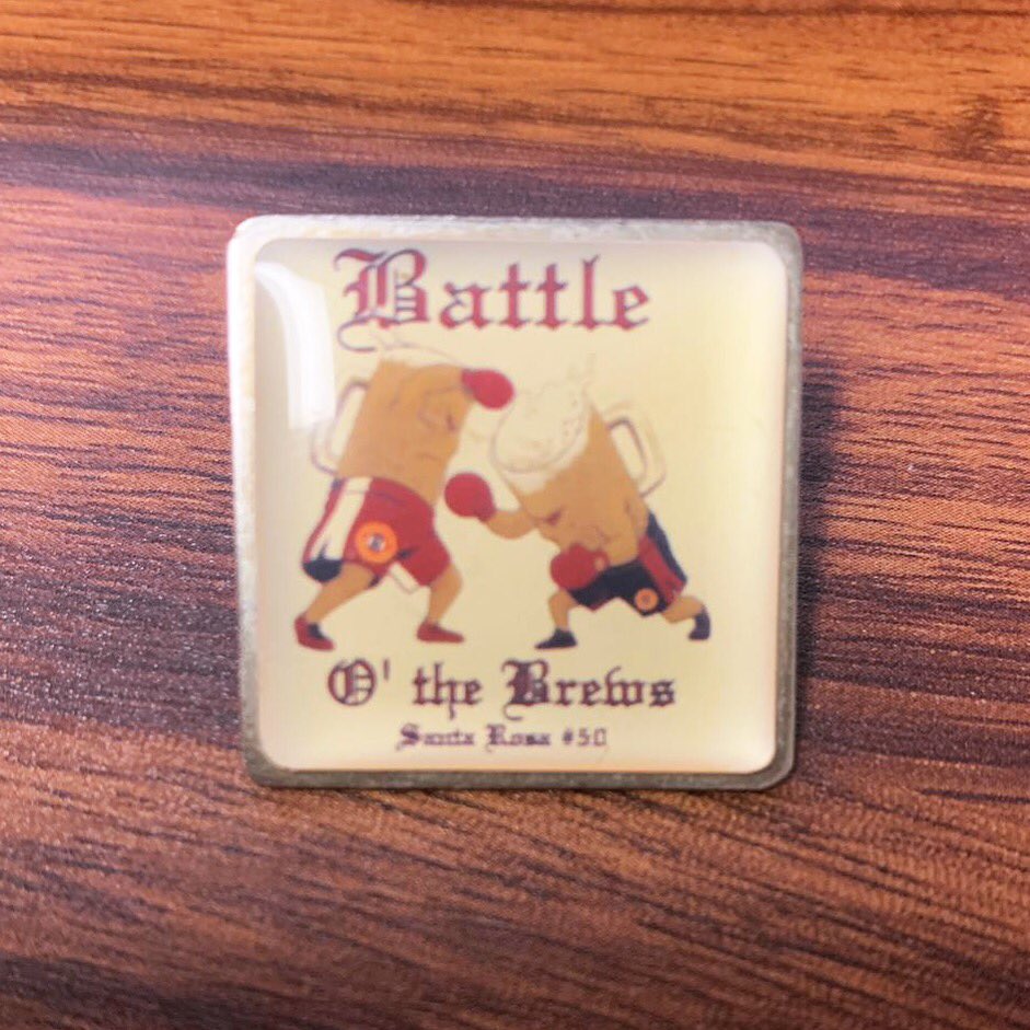 Old school Battle of the Brews lapel pin from circa 1999.  Do you have any old #BattleoftheBrews gear? Let’s see it! #ff