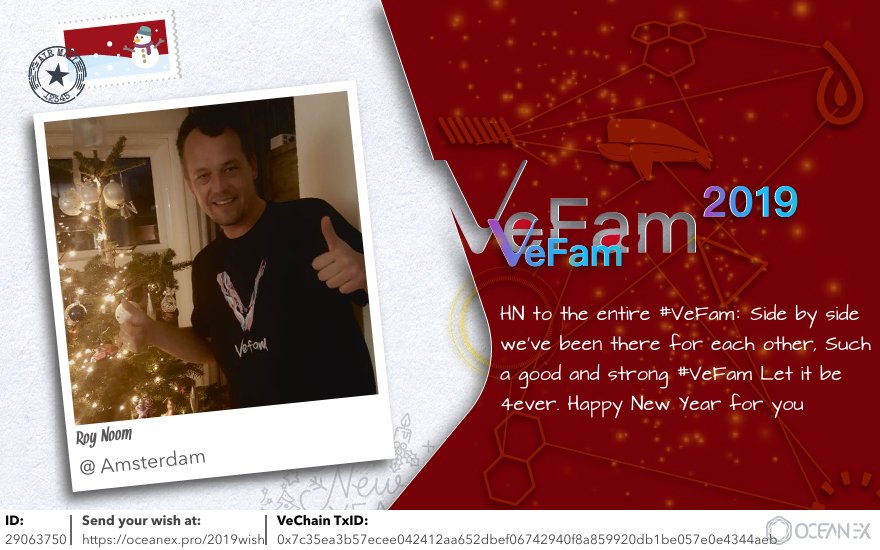 roy_noom's tweet photo. Side by side we've been there for each other,
Such a good and strong #VeFam
Let it be 4ever.
Happy New Year for you
#BestWishestoVeFam2019
#VeChainThor #VeChain #OceanEx #SafeHaven #Plair #Dbet #Cecil #CAHrenheit #TicTalk #AQUA https://t.co/JwloK9WUe0