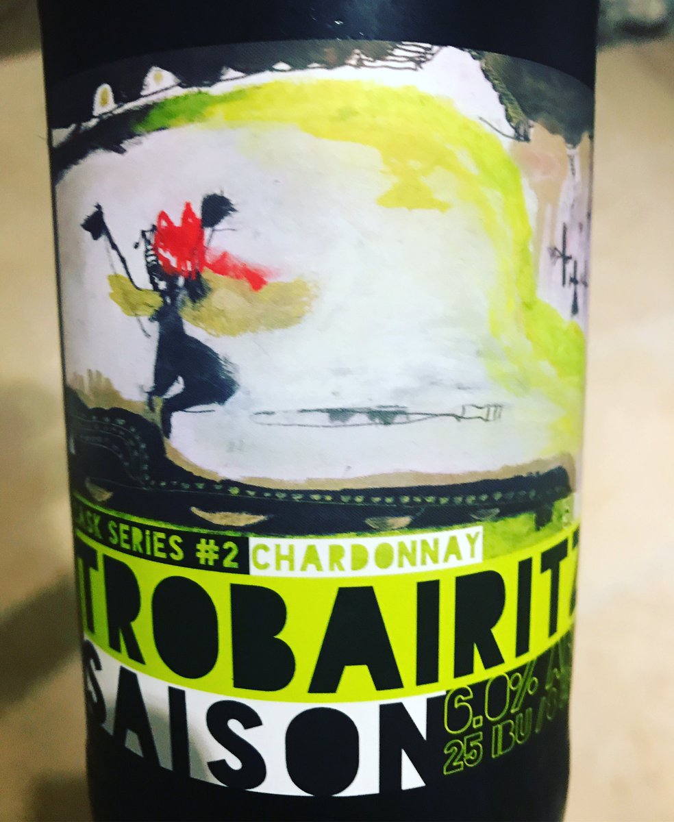 TweetaDean's tweet photo. Trobairitz Saison - 2nd beer fermented in casks from @biereduquercorb - this one 9 months in Chardonnay barrels. It’s a cloudy Belgian style beer, spicy aromas and an attractive rounded sweetness from the wine barrel. If there is such a thing as an ‘intellectual beer’ this is it. https://t.co/RWObprSBQx