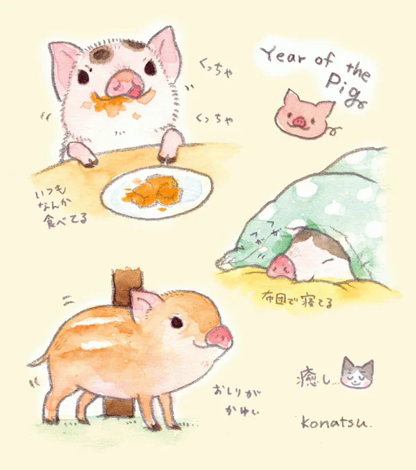 子ブタちゃんが可愛すぎて子ブタちゃんの動画ばかりみている…干支に猪があるのは日本だけで、海外だと豚が多いみたいですね 
