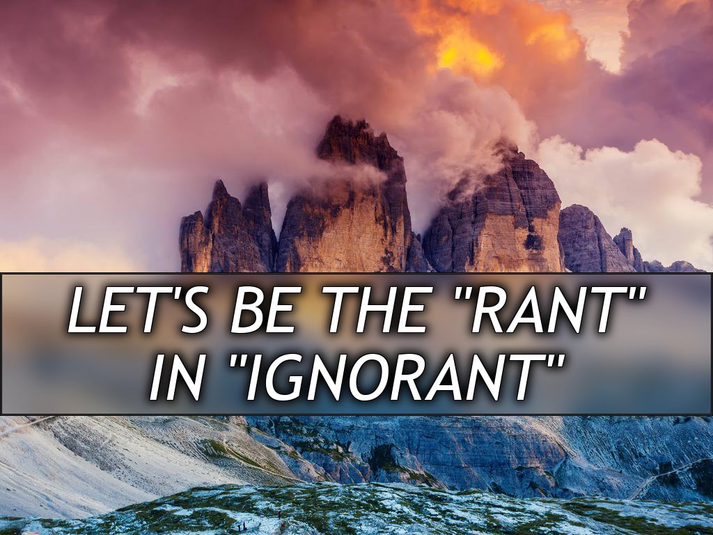 A rock formation covered in snow, with orange and purple clouds streaming between jagged pillars, fading to blue/green below