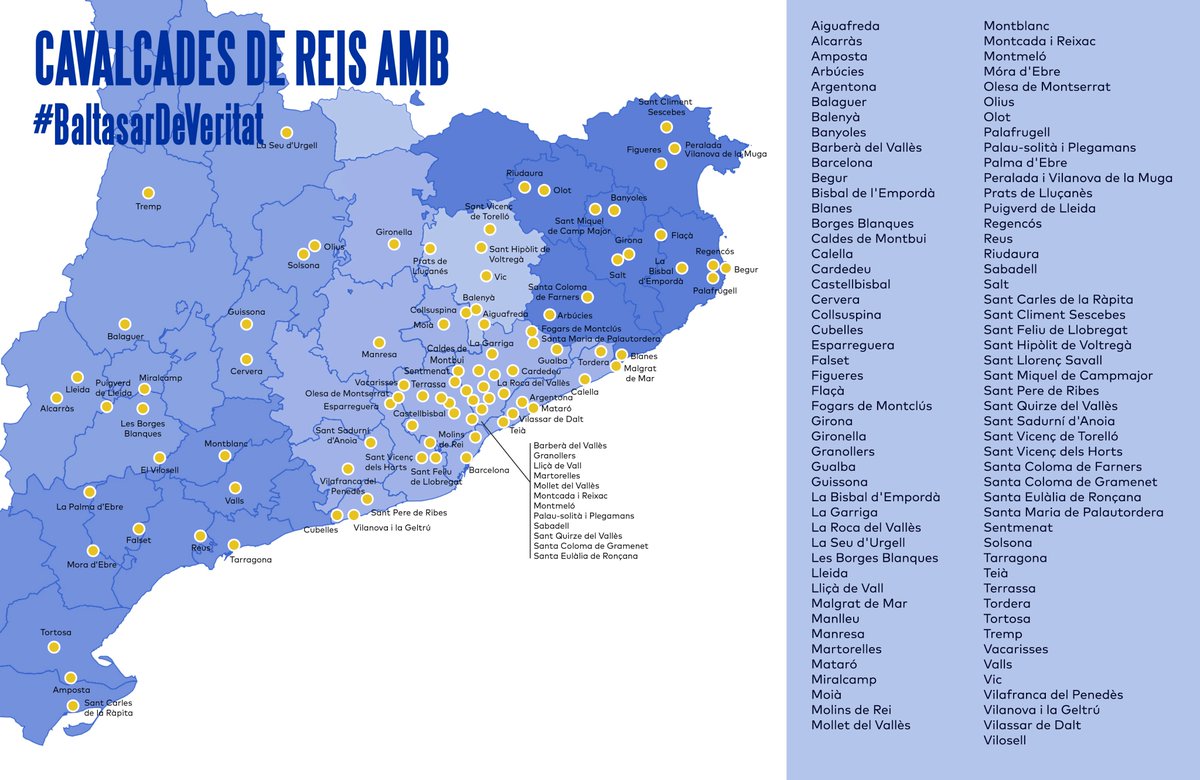 volemacollir's tweet photo. 🔵 Actualitzem el mapa dels municipis adherits oficialment a la campanya #BaltasarDeVeritat 👇 Contents de veure que cada dia sumem més cavalcades inclusives a casa nostra! https://t.co/nUe7RsQqF9