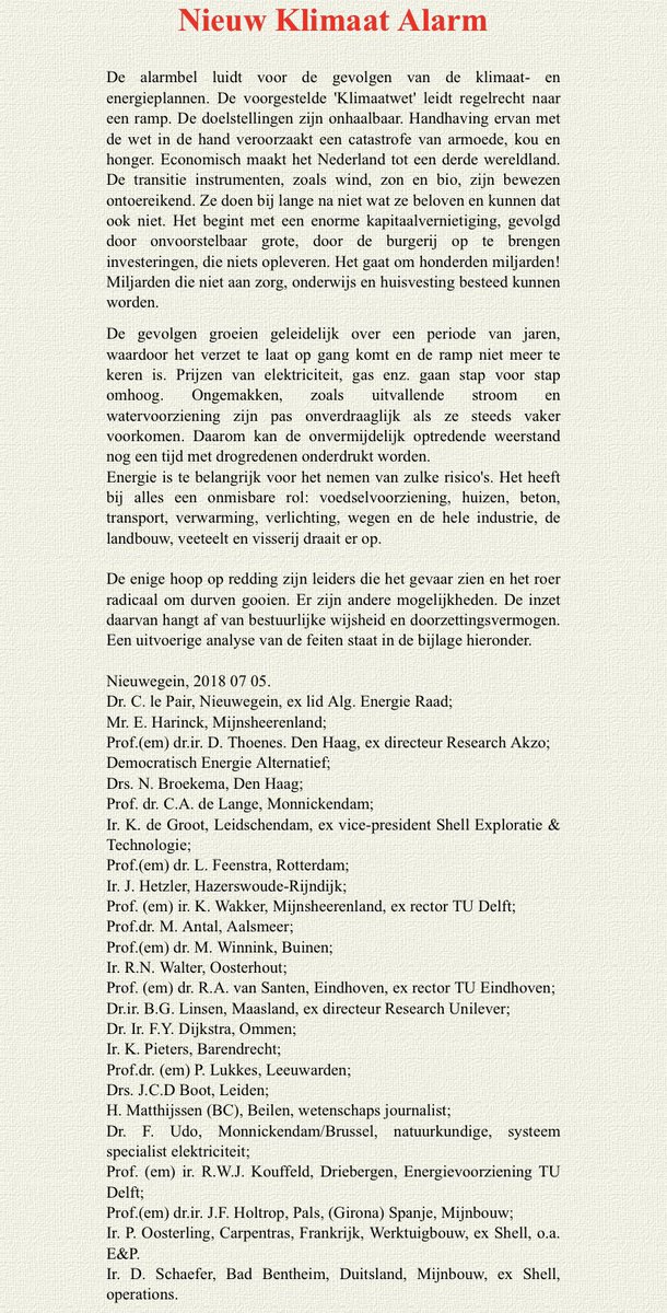 24 onafhankelijke Beta wetenschappers van naam &amp; faam die ageren tegen de klimaat- &amp; energie hysterie.

En in tegenstelling tot de ondertekenaars van andere petities is er hier niet ééntje bij die afhankelijk is van de ‘klimaat kassa’. 👇