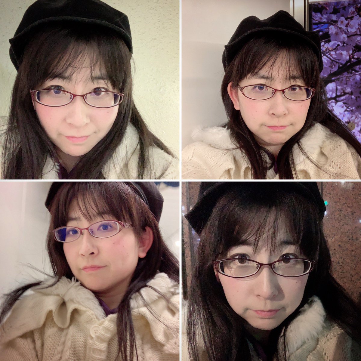 橋本悠 安藤夏 通販やってる よ 今年最初で最後の忘年会に参加してきました ありがとうございました 19年もよろしくお願いします 自撮り 自撮り納め 帽子 白コーデ ポンチョ めがね女子 眼鏡女子 メガネ女子 Beautyplus