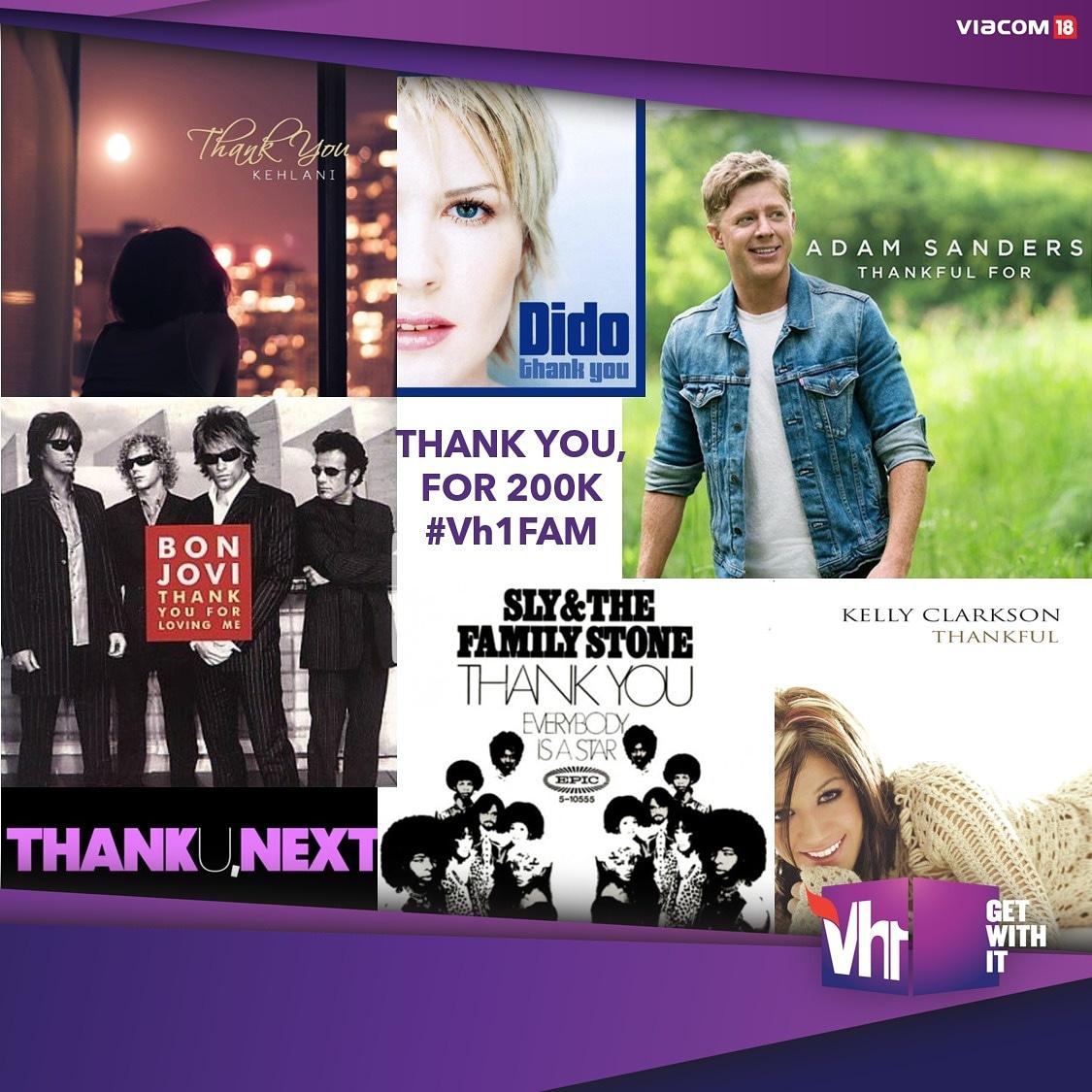 vh1india's tweet photo. Thank you #Vh1Fam! ♥ 
We are now 200K strong on Instagram. Love each one of y’all!

#Vh1India #ThankYou #Love #Fam #InstaFam #Fans #MusicLovers #200K #Kehlani #AdamSanders #Dido #BonJovi #ThankYouForLovingUs #SlyAndTheFamilyStone #KellyClarkson #ArianaGrande #Thankful #GetWithIt https://t.co/TRTCnh0t7S