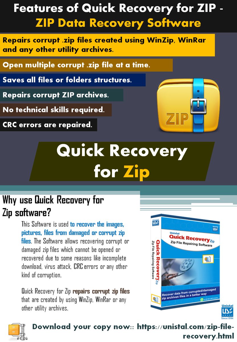 UnistalGlobal's tweet photo. Corrupt Zip files..? Recover it..!!

"Quick Recovery for ZIP - ZIP Data Recovery Software"

Download Your Copy Now - https://t.co/x1P8Nf9Tik

#ZipRecovery #ZipDataRecovery #DataRecovery #DataRecoverySoftware #DataRecovery #FileRecovery #Unistal https://t.co/e32Xrn5DUg