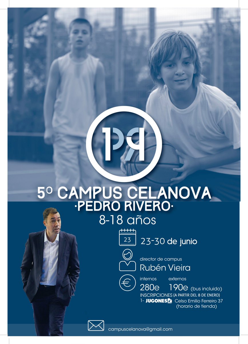 campuscelanova's tweet photo. Todo en marcha para el V Campus Celanova que será del 23 al 30 de junio. Si quieres compartir una semana de baloncesto con nosotros a partir del 8 de enero podréis formalizar vuestras inscripciones en Jugones. 
Os esperamos!🏀⛹🏼‍♀️⛹🏻‍♂️ https://t.co/a8KdsSfkZG