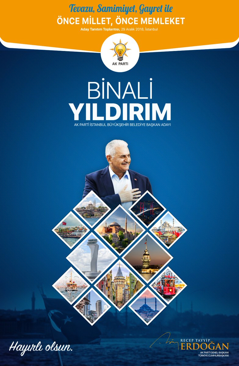 İstanbul Büyükşehir Belediye Başkan adayımız, dava arkadaşım Binali Yıldırım.

Hayırlı olsun. #ÖnceMilletÖnceMemleket