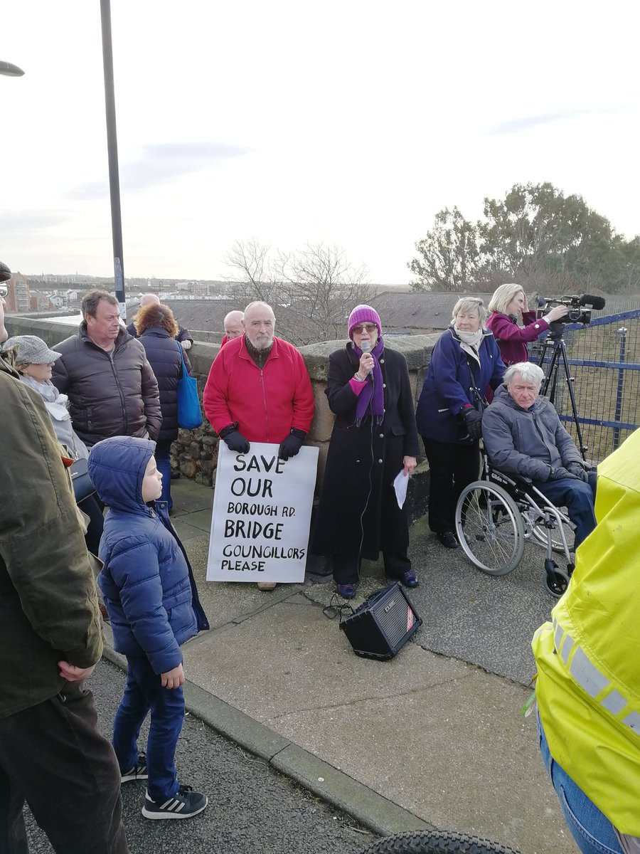 kbol01's tweet photo. In support of Tyne and Wear Public Transport users group, I attended a protest against the closure of Borough Rd Bridge, North Shields. The bridge is a right of way &amp; in a Conservation area. Objections have been received from Historic England https://t.co/d48ehLOkmh