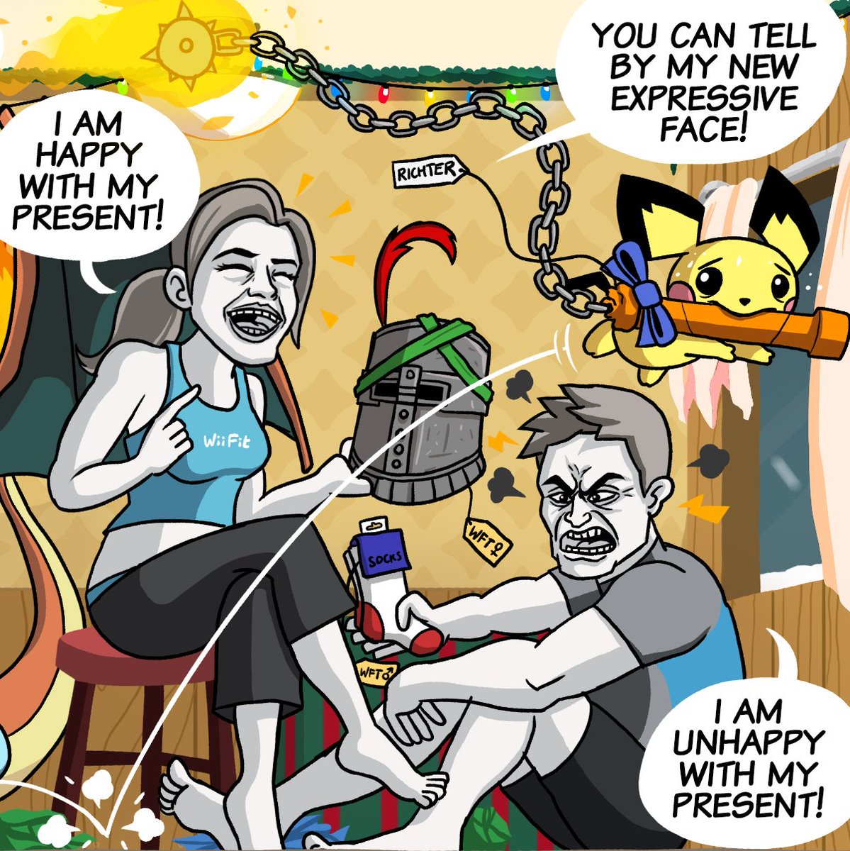 Everyone is Celebrating! #29
The Wii Fit Trainers have new facial expressions which they can expertly use to show their reactions to their presents! And hey, look who's making off with Richter's flaming whip!
#smashbros #smashbrosultimate #nintendo #nintendoswitch #pokemon 