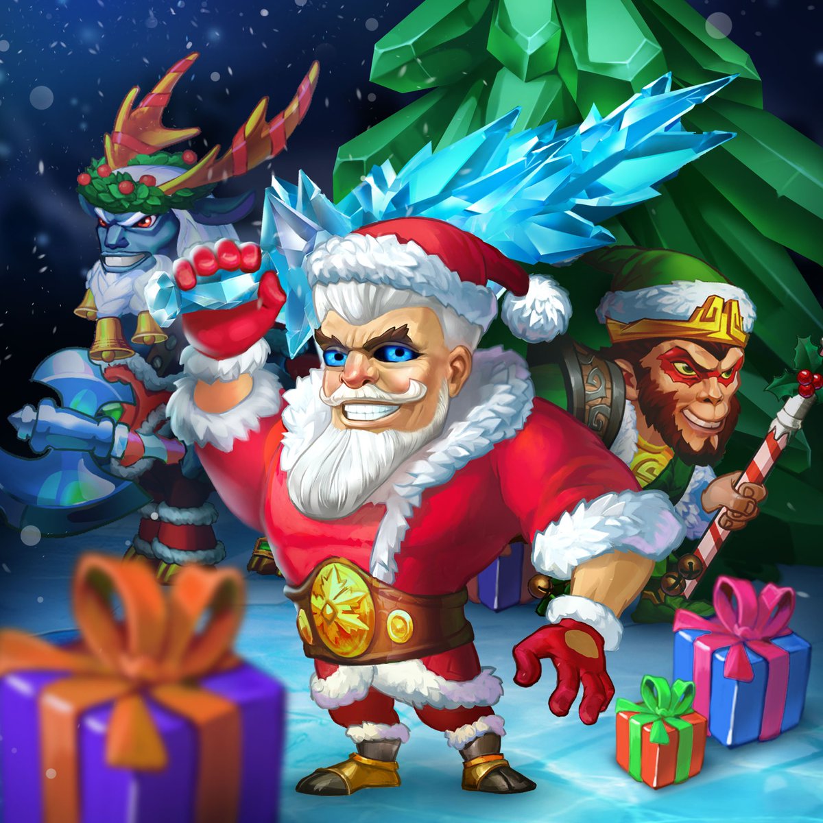 BAHA_game's tweet photo. 🎊Battle Arena team congratulates you with Happy Holidays! 🎊
🎁Get the gift in the game, and write your wishes in the comments!🎁
#BAHA
#BattleArenaHeroesAdventure
#rpggame #game #mobilegame
#mobilerpg #mobilemoba #mobagame
#iosrpg #androidrpg #HappyNewYear #MyEmojiYear https://t.co/xhxjW7H1ci