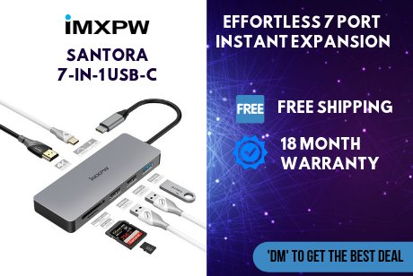 imxpw_us's tweet photo. Effortless 7 port instant expansion

#iMXPW SANTORA is a 7-in-1 USB-C HUB 
It has:

🔌 2 USB 3.0 Ports
🔌 1 USB-C 2.0 Port &amp; USB-C 3.0 Port
🔌 1 HDMI Port
🔌 1 Charging port
🔌 AUX Port

P.S. It's available on #FREESHIPPING with 18 Month Warranty 😍
💬 'DM' to catch the #bestdeal https://t.co/JghwQCI1s2