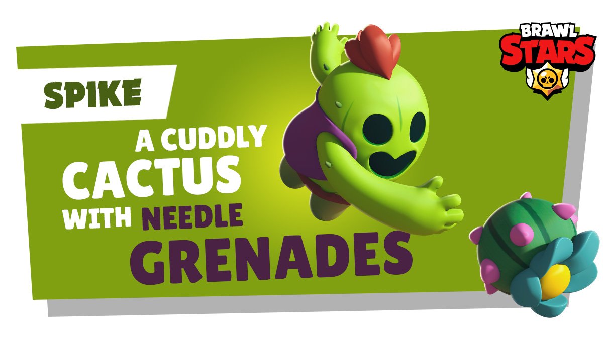 Brawl Stars on X: Introducing Spike: Spike throws cactus grenades that  send needles flying. His Super ability creates a field of spiky cacti that  slows down and damages enemies!  / X