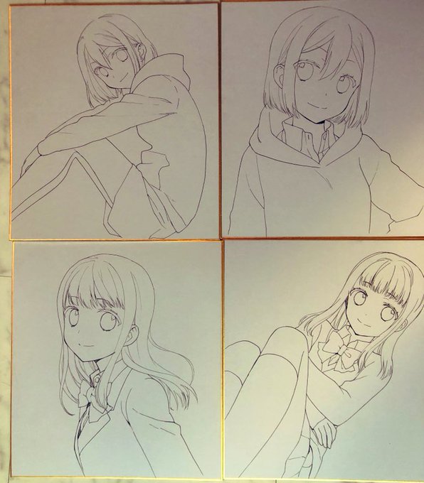 私の方も相方に画材借りて色紙描いてますー✌︎('ω')✌︎塗り終わったらまたアップします! 