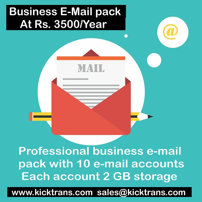 kicktrans's tweet image. Professional business email pack with 10 e-mail accounts with 2GB storage at Rs.3500/Year. Order Now
visit : kicktrans.com
#kicktrans #dynamicwebsitedevelopment #digitalmarketing