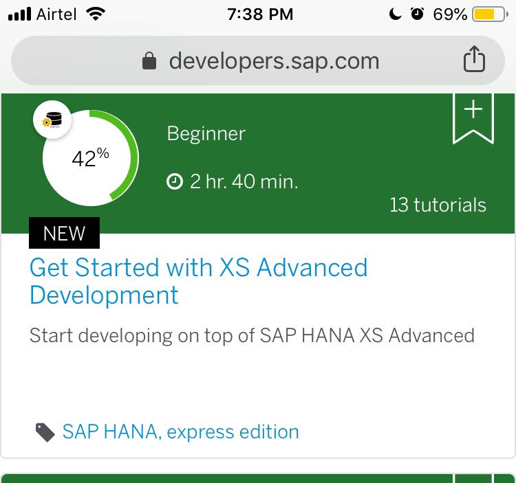 nabheet's tweet photo. Resumed #OneDevTutorialMissionAWeek #Mission5. HANA XSA Development resumed ->>42% done. Amazing blog series by @LuciaBlick on XS Advanced for dummies. #LSR @SAPCommunity @sapcp @SAPInMemory #SAP https://t.co/377pcso3p4