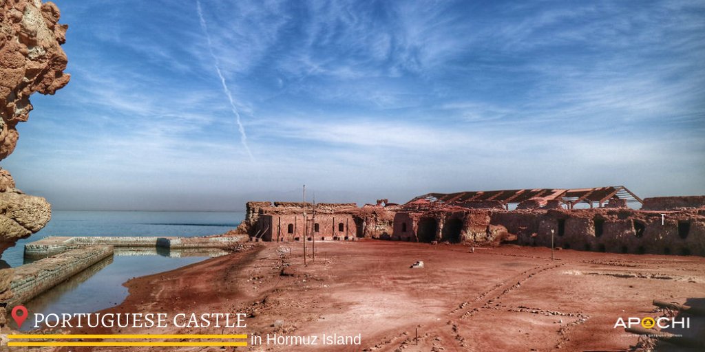 apochitravel's tweet photo. #PortugueseCastle or "Fort of Our Lady of the Conception" in #Hormuz Island is a red castle belongs to when Portuguese colonial ruled in #PersianGulf. Use of the castle was to be a large warehouse or ammunition &amp; weaponry to supported the #Qeshm &amp; #Lark forts. 
#ApochiSites https://t.co/8QA0iaTdwm