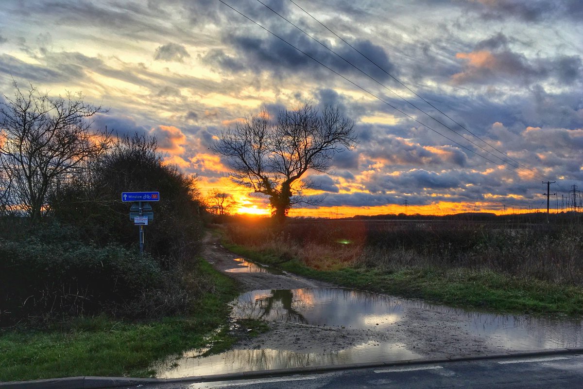 Today's sunset on the way to newton longville
