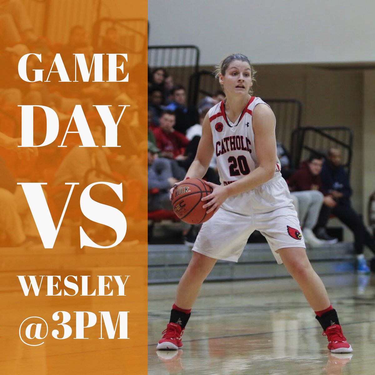 CatholicU_WBB's tweet photo. Today we are matched up to play Wesley College in the first day of our Jamie Roberts Tournament. Letβs get this win today!! #WhyD3 #PlayForJamie #LiveLikeJamie #GoCards https://t.co/Y7rdYYRouC