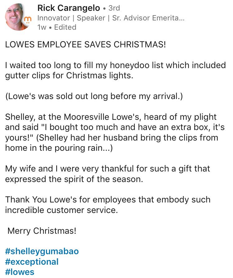 OggieHR's tweet photo. Exceptional service from our Head Cashier Shelly proving that we are the flagship store. Thank you Shelly! #lowes #CustomerService #Team595 https://t.co/YgP2WN3D2c