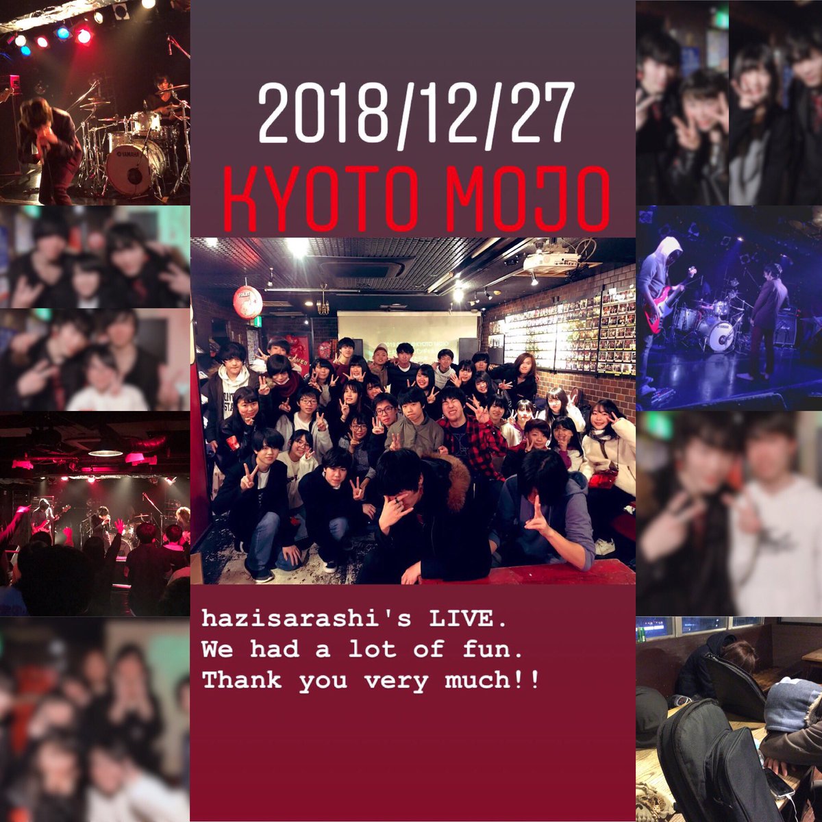 BabAkyaNN's tweet photo. 12/26
🔴京都MOJO🔴
@KYOTOMOJO 

みんなでノッリノリで楽しめたし、クリスマス翌日だったけどモテ期きたし、楽しかったわ😂

今年1のLIVEだったと思います本当にありがとうございました👍 https://t.co/a5KAw6FiLB