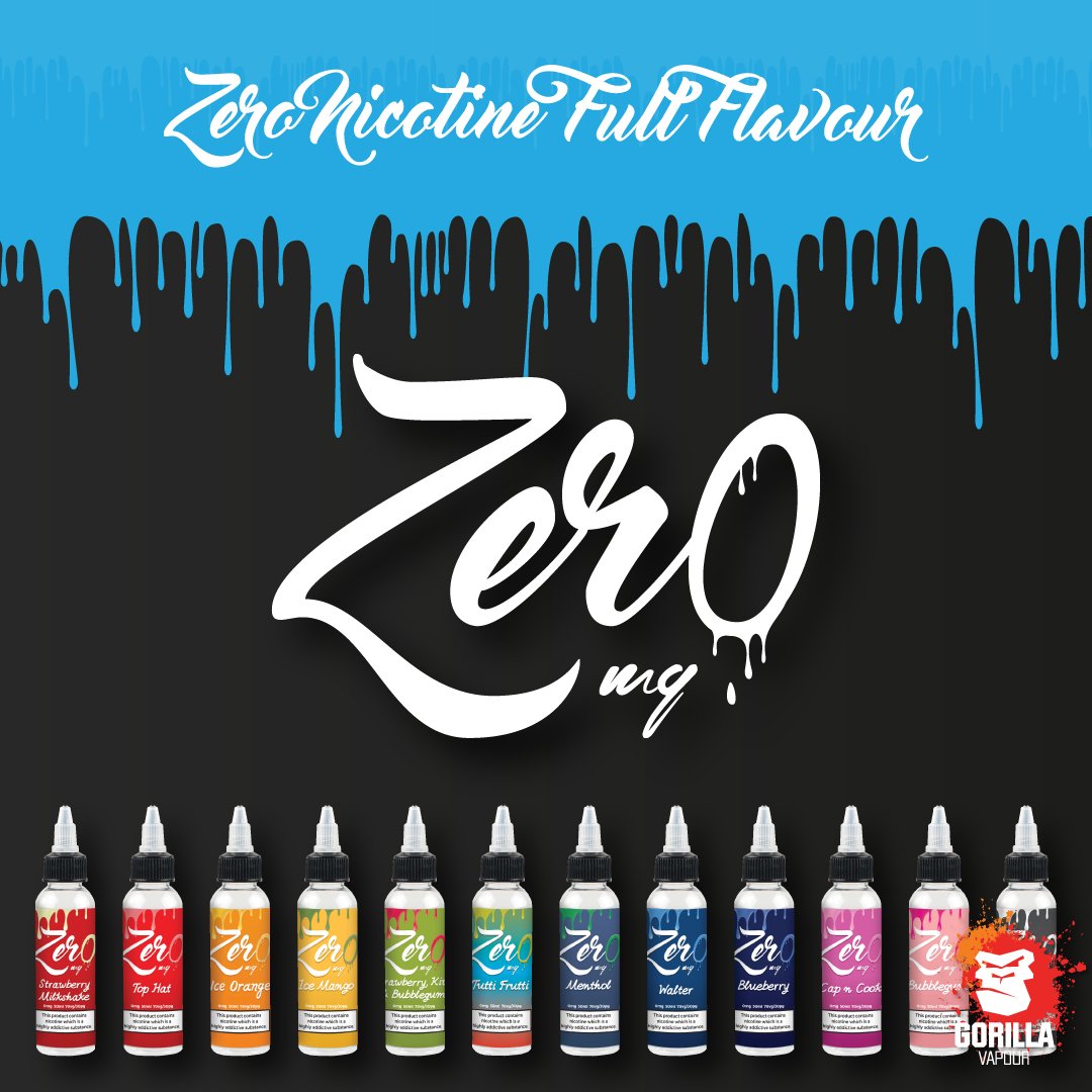 GorillaVapour's tweet photo. Our Zero mg range is big on flavour, but not nicotine: All these lovely flavours have Zero mg of nicotine, so you can enjoy larger than life flavours without the worries. #vapelife #vapecommunity #vaping #vape #instavape #vapestagram #eliquid #ejuice #ZeroMG #NicotineFree https://t.co/EJ2iKRNABy