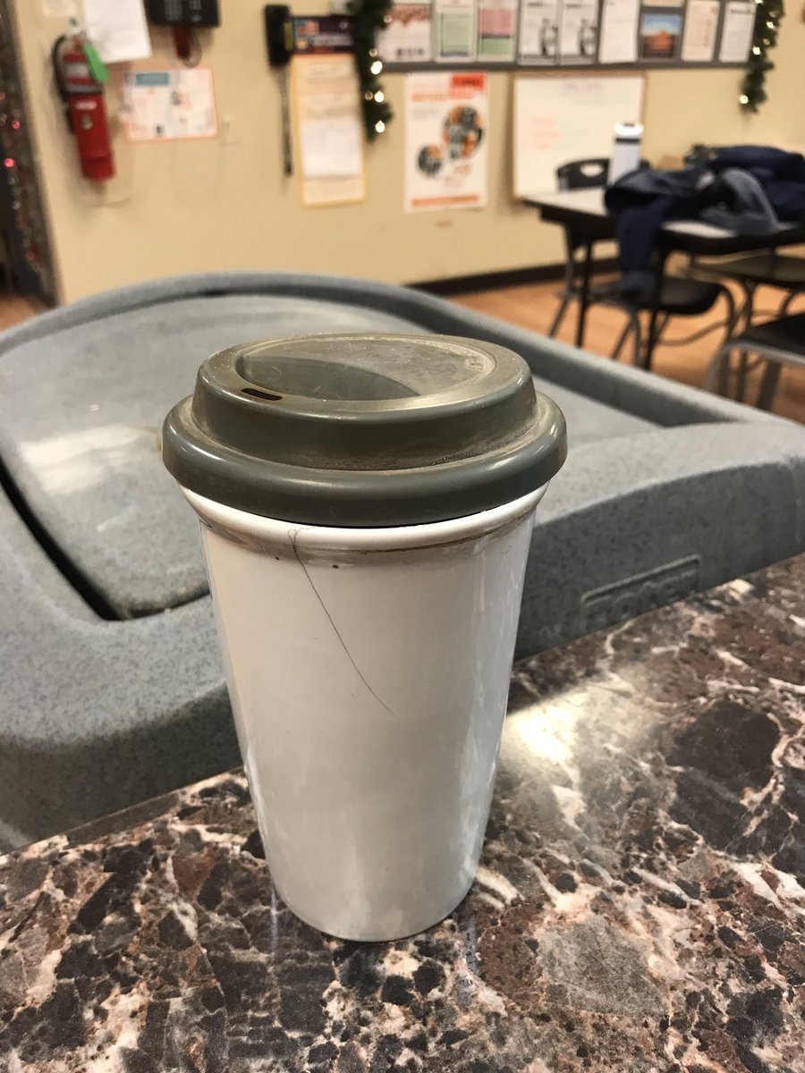 4925westbend's tweet photo. Saying goodbye to Jim’s broken coffee cup. It has served him well. @vicgasser @angelma1202 https://t.co/qe9t4g3sR3