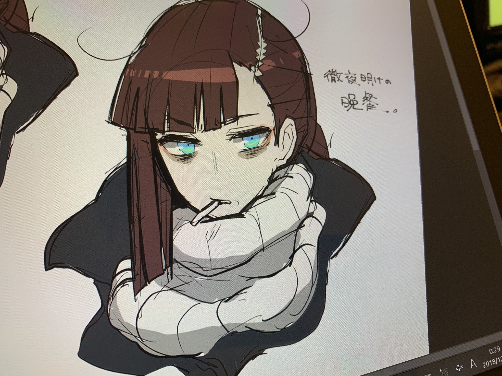 吉上亮 冬コミ新刊 未明の晩餐 本 同人誌では白黒収録になってしまったんですが しまどりるさん画の徹夜明けのカレン ジンクロウの朱の髪 シズクのキャンディをカラー モニター版 で公開です 僕は このクマつきカレンがめちゃくちゃ好きでし