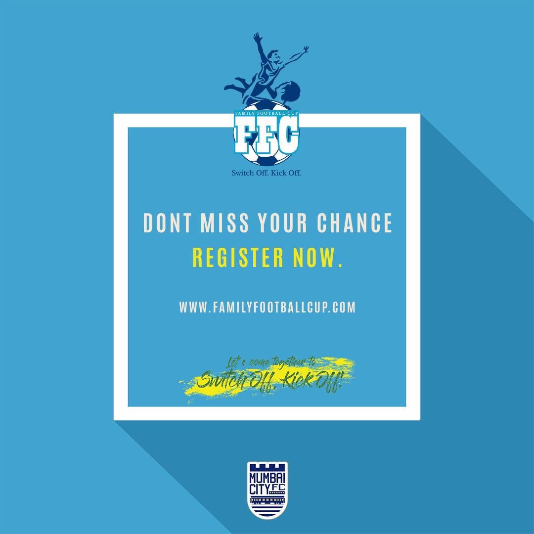 MumbaiCityFC's tweet photo. When was the last time you spent quality time with your family doing something they love?
Participate in Family Football Cup season 2 on 5th & 6th January, 2019 at the Western Railway Sports Ground, Lower Parel and make it happen!
@ThisIsFFC #FamilyFootballCup #ThisIsFFC https://t.co/3VESPQvN2b