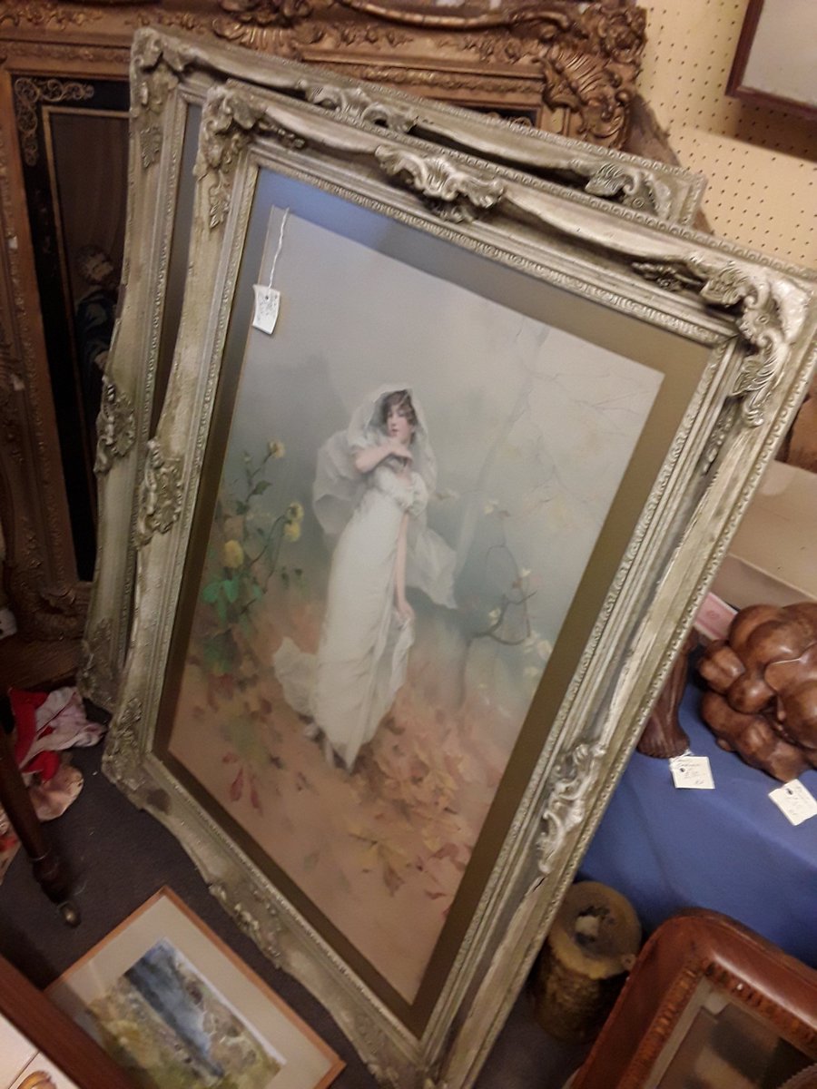 Pair of large Victorian prints in elegant  frames .