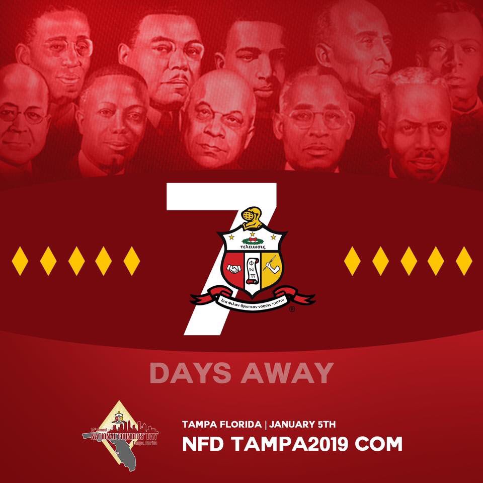 kapsi1911's tweet photo. The countdown continues to the 108th anniversary celebration in 7 days. See you in Tampa, FL for Founders’ Day 2019. Head over to https://t.co/kdaw5dYwmF for official events. #nfd2019 #kappa108 https://t.co/cwI4fI3eEp
