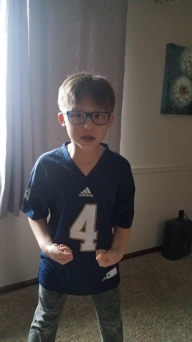coachekovich's tweet photo. Up since 6am.... sporting his @TevonConey jersey.....ready for @NDFootball #goirish https://t.co/lNjph2xz9y