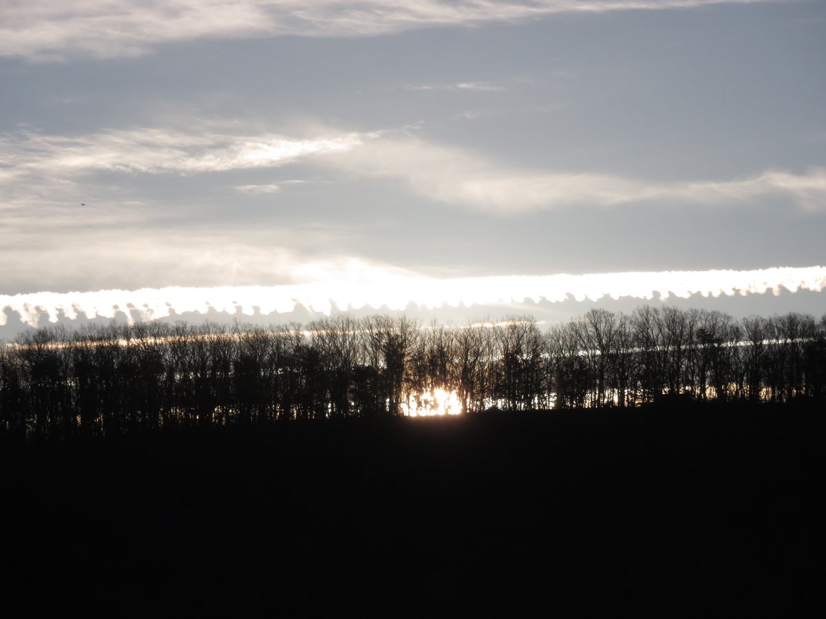DennisB911's tweet photo. @WHSV_Mackenzie tell @WHSVaubs it's 42F with warm breezes at #sunrise in Basye. The #clouds & jet #contails mixed with the #sun & #forest (#trees) above Supinlick Ridge this @MorningExp. All is #quiet & #bluesky in @VAShenValley @WHSVChris #December29. Come to the #mountains! https://t.co/DJvhLcKgMV