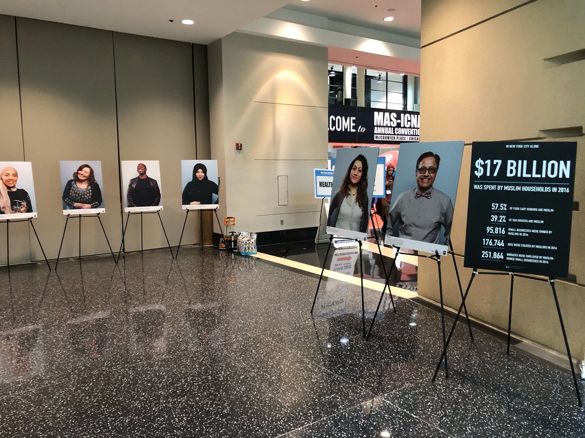 TheISPU's tweet photo. Who are the #MuslimsofNYC? Actors, lawyers, writers, entrepreneurs, teachers, and more. You can read some of their stories at #MASCON2018 right outside the bazaar entrance. https://t.co/02ynUWwmRT