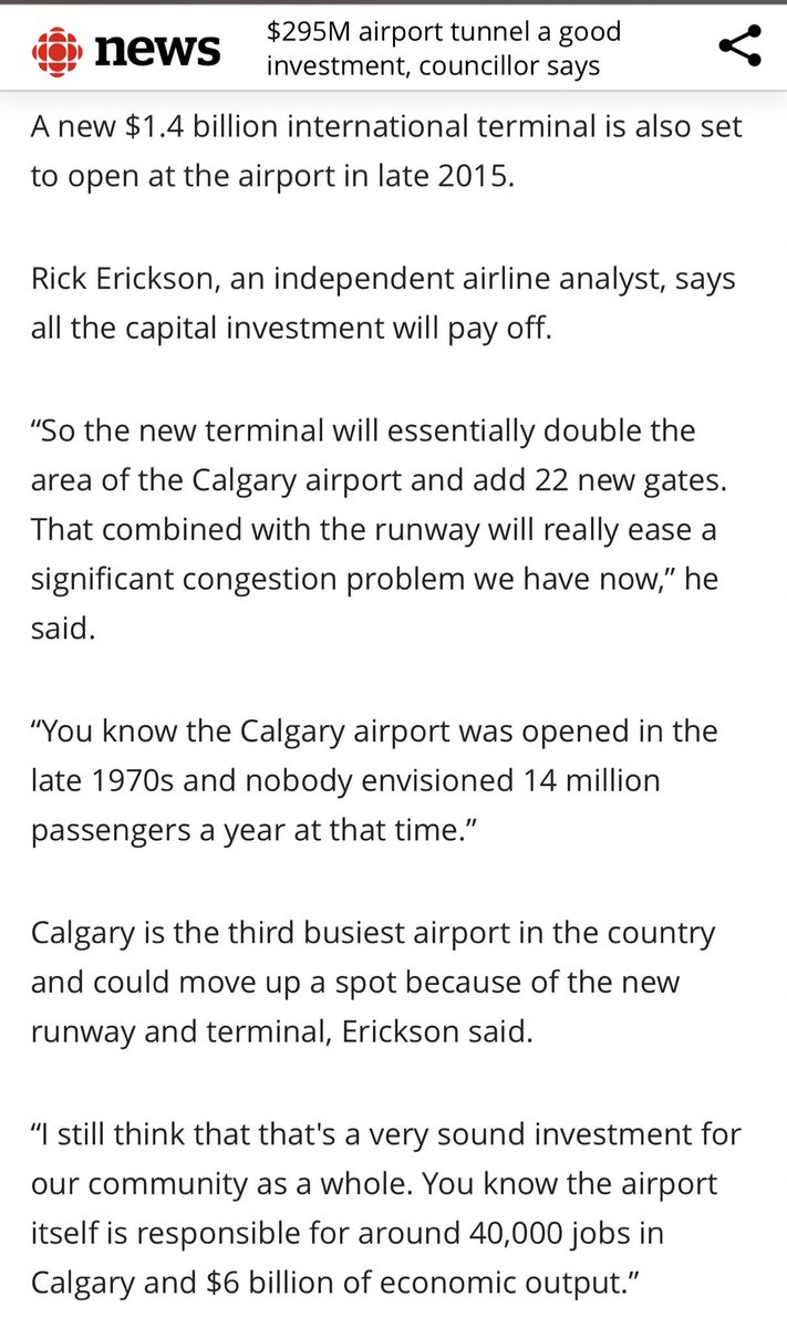 ZiadFazel's tweet photo. @WBrettWilson Hi Brett. $295m, not $400m.
Usage was 15K vehicles/day in 2014, a year before $1.4b airport expansion opened.
The same consultant the Flames hired to do #CalgaryNEXT economic impact supports the whole combo: airport, runway, tunnel, connections.
https://t.co/G933R8rH9I https://t.co/uKDFQ2Z0cL