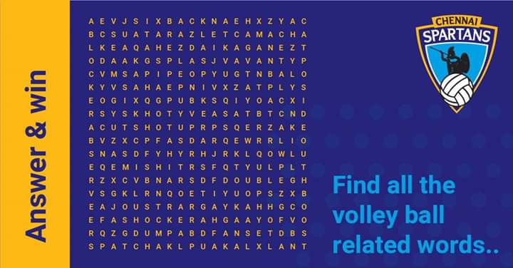 ashoksairamsai2's tweet image. Here is our pro word challenge. Can you find them all? Comment your answers to win amazing goodies, tickets to live match and much more. #chennaispartans #fancontest