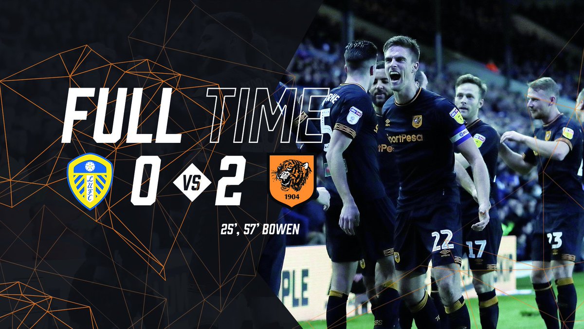FULL TIME 

Leeds United 0-2 Hull City

WHAT A WIN! The Tigers make it four wins on the bounce at Elland Road!!

#hcafc | #theTigers