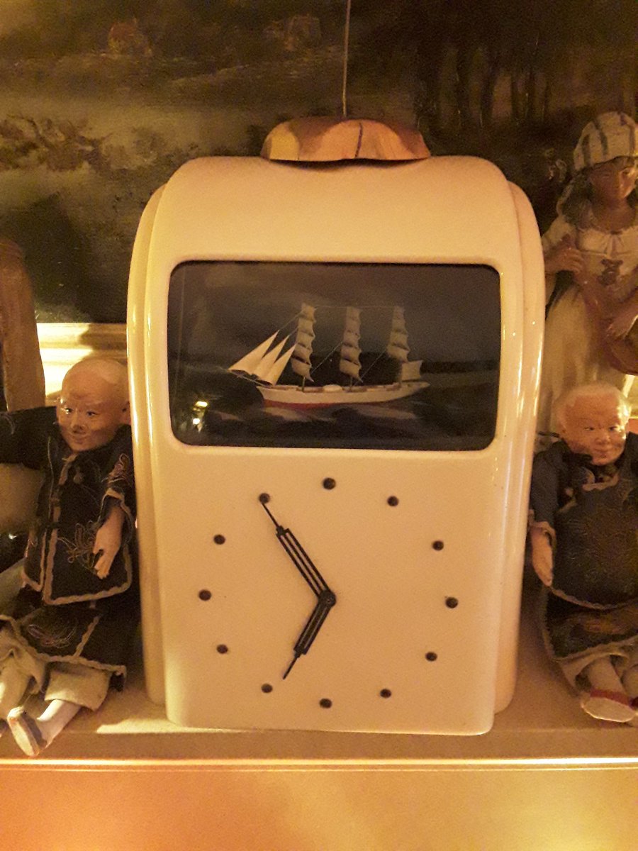 Rare vitroscope fully working ivory bakalite  clock with automaton moving ship and back light clearance stock