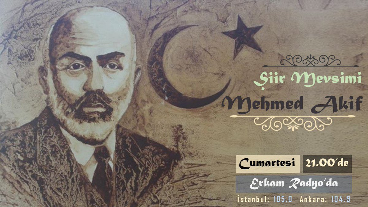 "Ağlarım, ağlatamam; hissederim, söyleyemem.
Dili yok kalbimin, ondan ne kadar bîzârım."

#ŞiirMevsimi'nde vatan şairimiz Mehmed Âkif'i anıyoruz bugün. 21.00'de <a href="/ErkamRadyo/">Erkam Radyo</a>'ya bekleriz efendim...